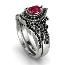 Milgrain Pear Cut Ruby Bridal Set - Lisa No. 42 image 1