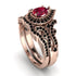 Milgrain Pear Cut Ruby Bridal Set - Lisa No. 41