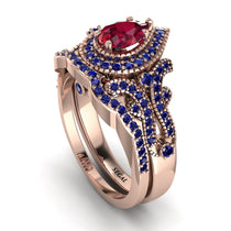 Milgrain Pear Cut Ruby Bridal Set - Lisa No. 71 image 1