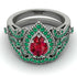 Milgrain Pear Cut Ruby Bridal Set - Lisa No. 27