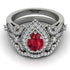 Milgrain Pear Cut Ruby Bridal Set - Lisa No. 12