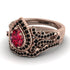 Milgrain Pear Cut Ruby Bridal Set - Lisa No. 41