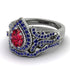 Milgrain Pear Cut Ruby Bridal Set - Lisa No. 72