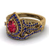 Milgrain Pear Cut Ruby Bridal Set - Lisa No. 70