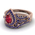 Milgrain Pear Cut Ruby Bridal Set - Lisa No. 71