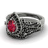 Milgrain Pear Cut Ruby Bridal Set - Lisa No. 42 image 3