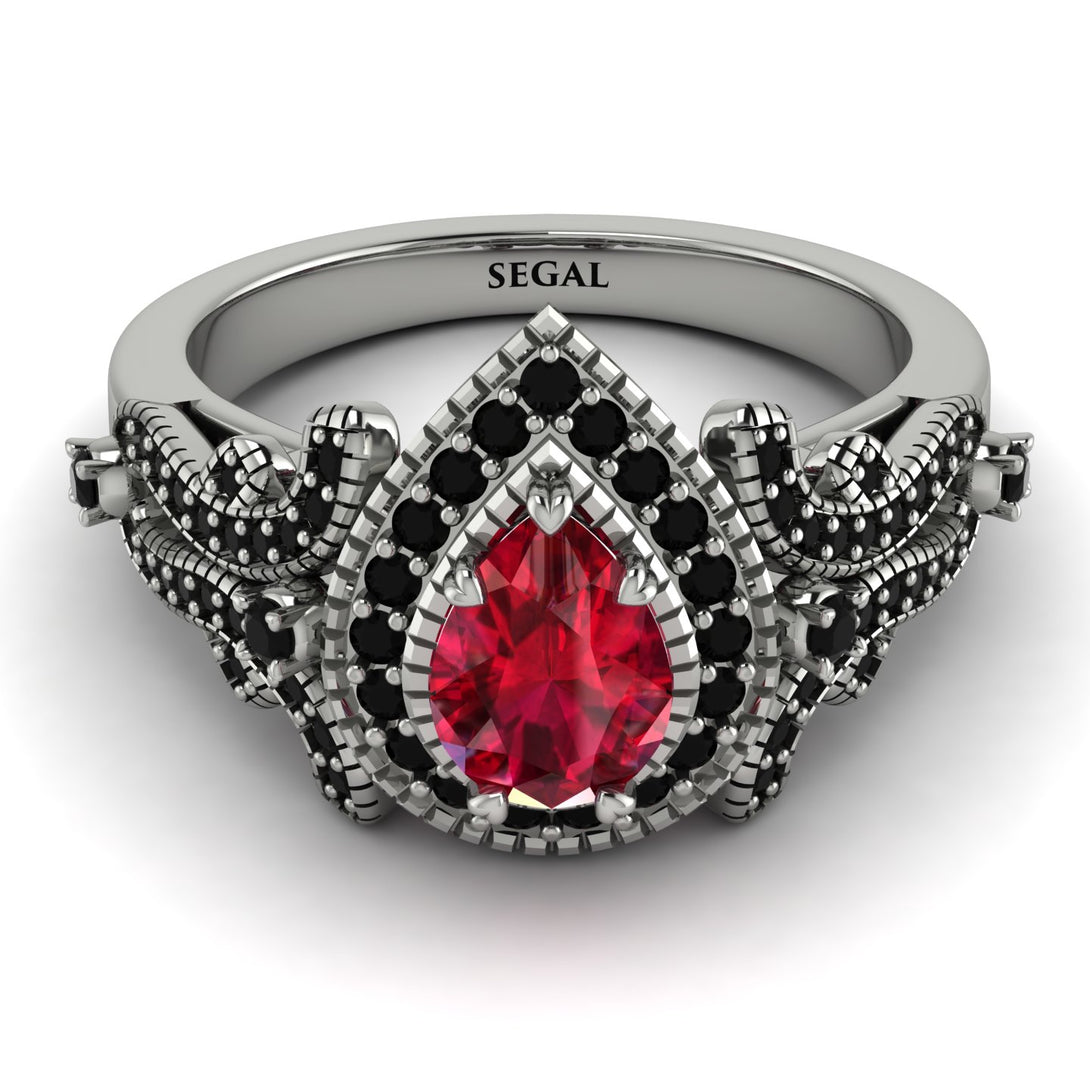 Milgrain Pear Cut Ruby Ring - Lisa No. 42