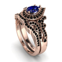 Milgrain Pear Cut Sapphire Bridal Set - Lisa No. 44 image 1
