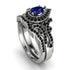 Milgrain Pear Cut Sapphire Bridal Set - Lisa No. 45