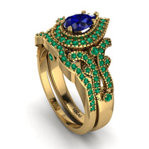 Milgrain Pear Cut Sapphire Bridal Set - Lisa No. 28 image 1