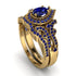 Milgrain Pear Cut Sapphire Bridal Set - Lisa No. 73