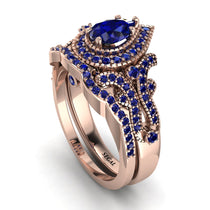 Milgrain Pear Cut Sapphire Bridal Set - Lisa No. 74 image 1