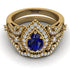 Milgrain Pear Cut Sapphire Bridal Set - Lisa No. 13