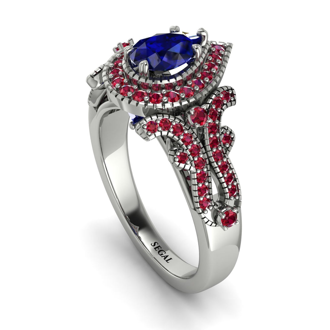Milgrain Pear Cut Sapphire Ring - Lisa No. 60