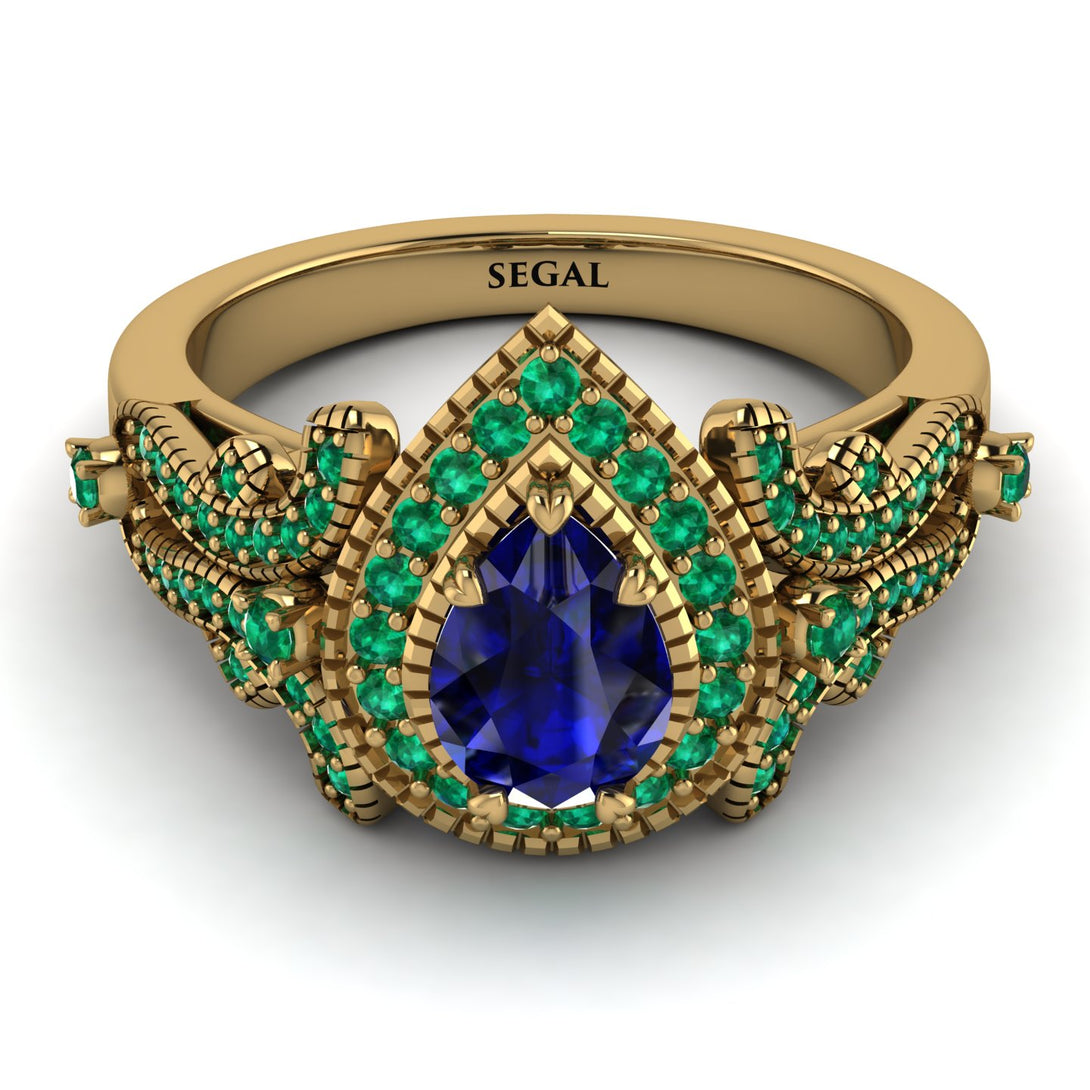 Milgrain Pear Cut Sapphire Ring - Lisa No. 28