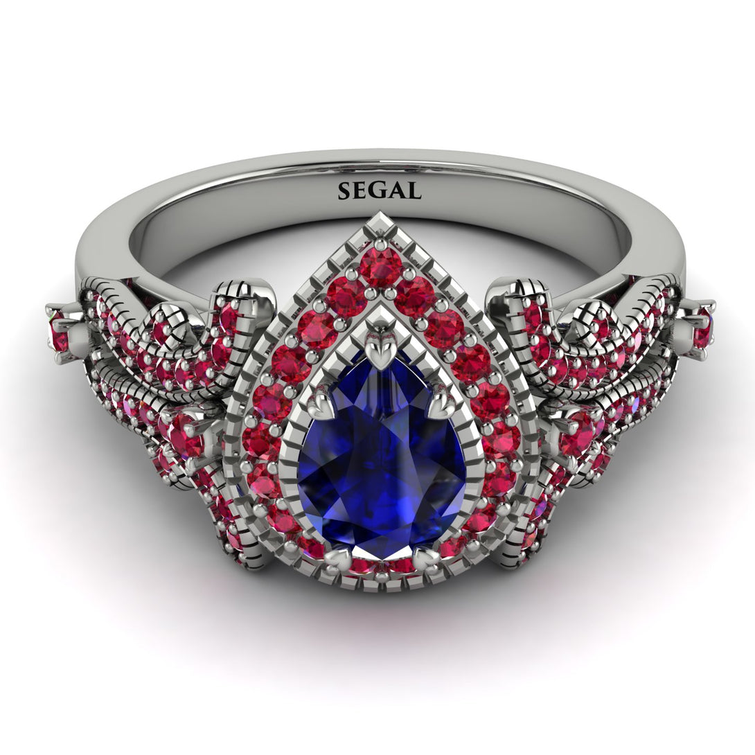 Milgrain Pear Cut Sapphire Ring - Lisa No. 60