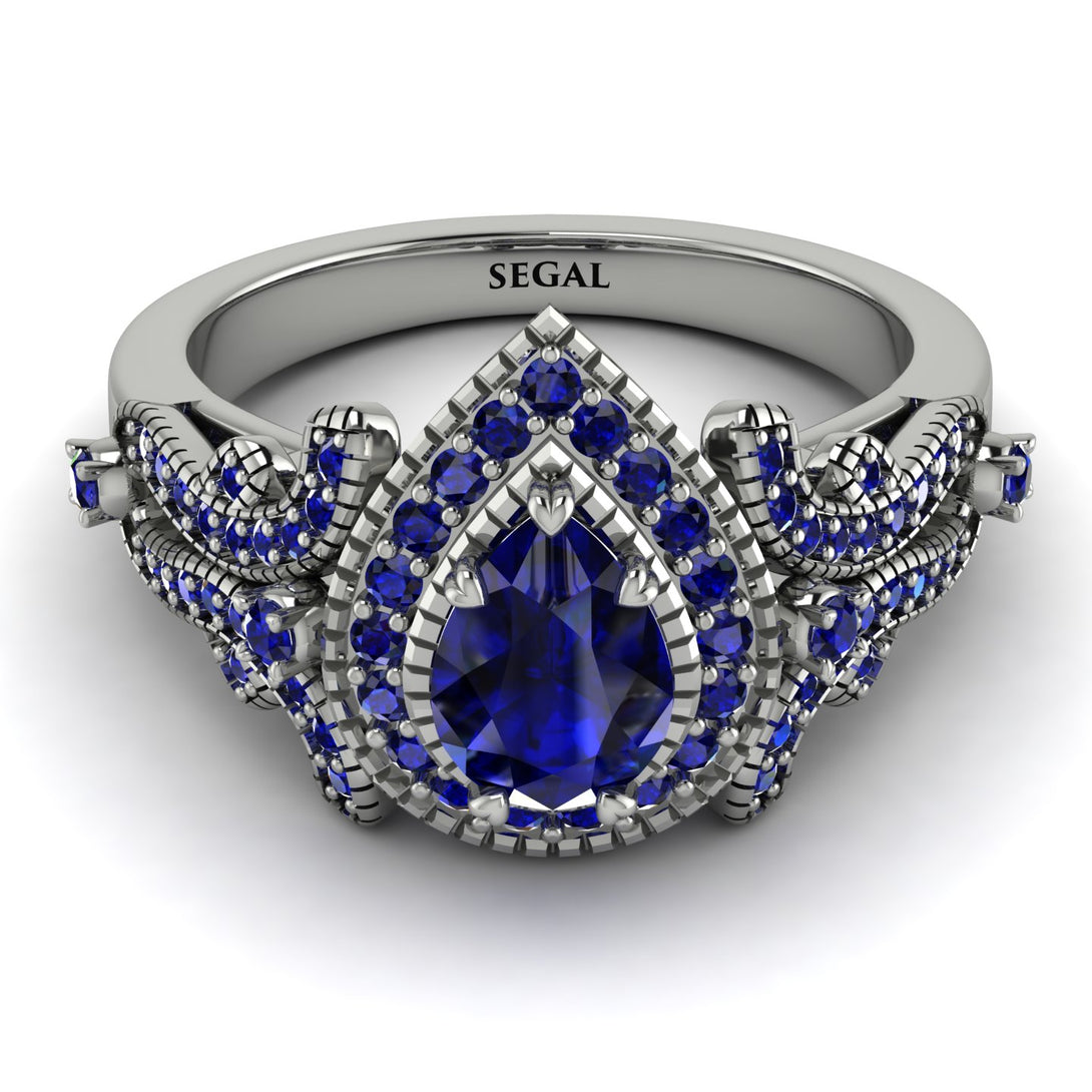 Milgrain Pear Cut Sapphire Ring - Lisa No. 75