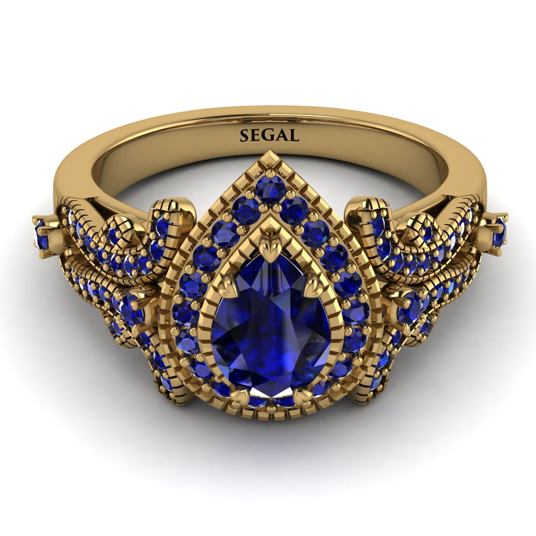 Milgrain Pear Cut Sapphire Ring - Lisa No. 73