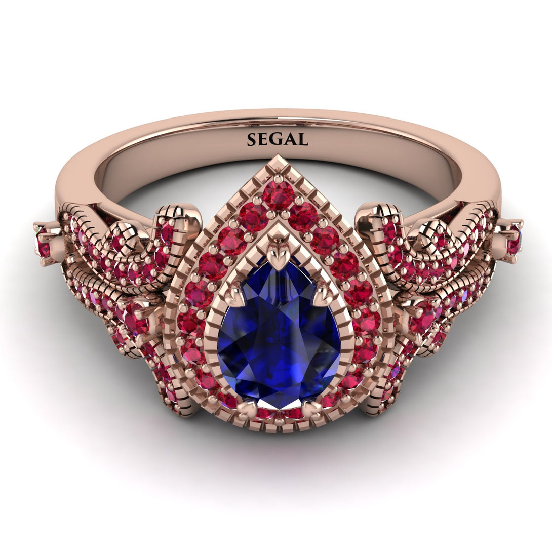 Milgrain Pear Cut Sapphire Ring - Lisa No. 59