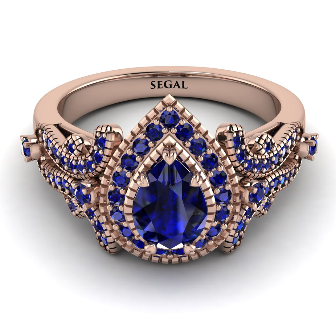 Milgrain Pear Cut Sapphire Ring - Lisa No. 74