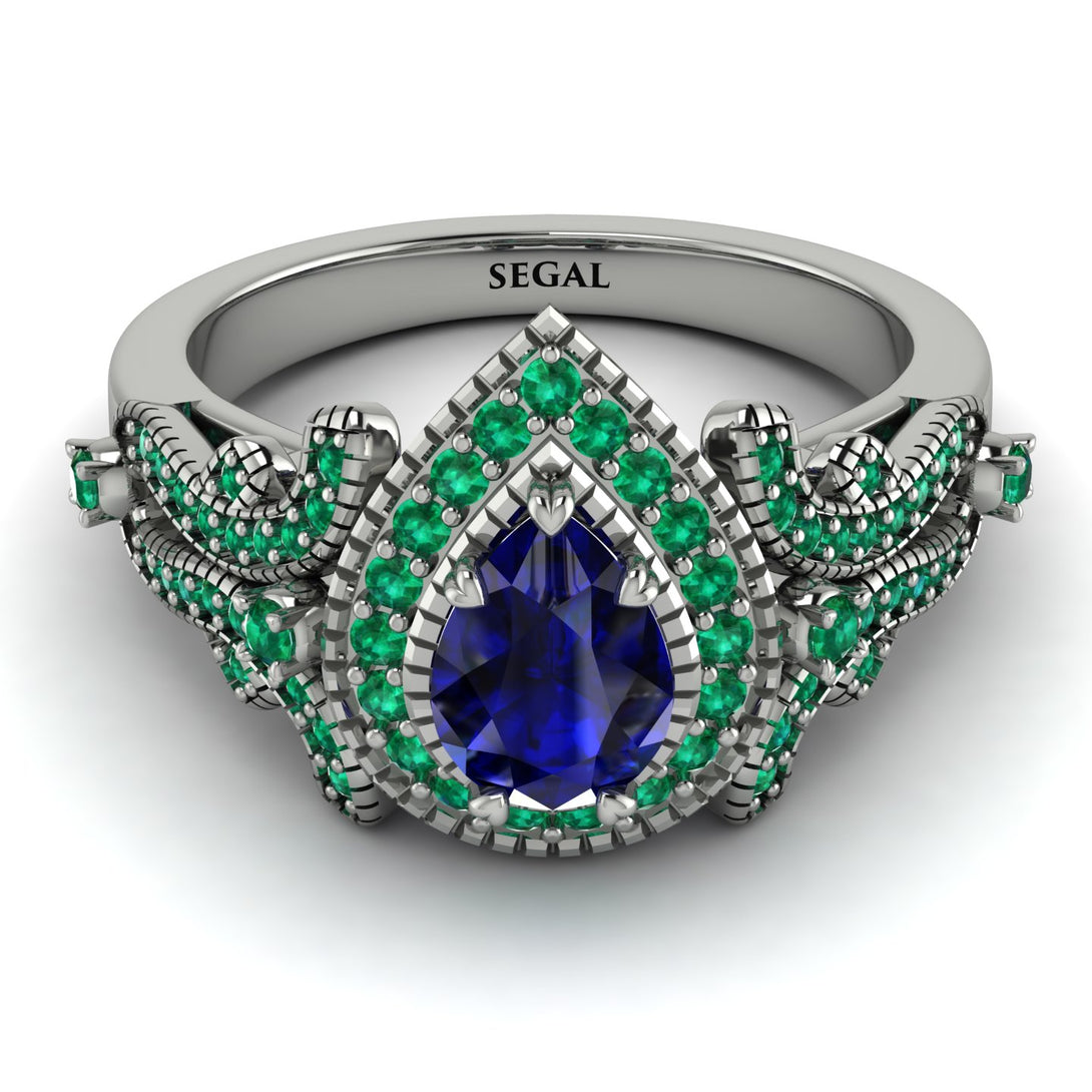 Milgrain Pear Cut Sapphire Ring - Lisa No. 30