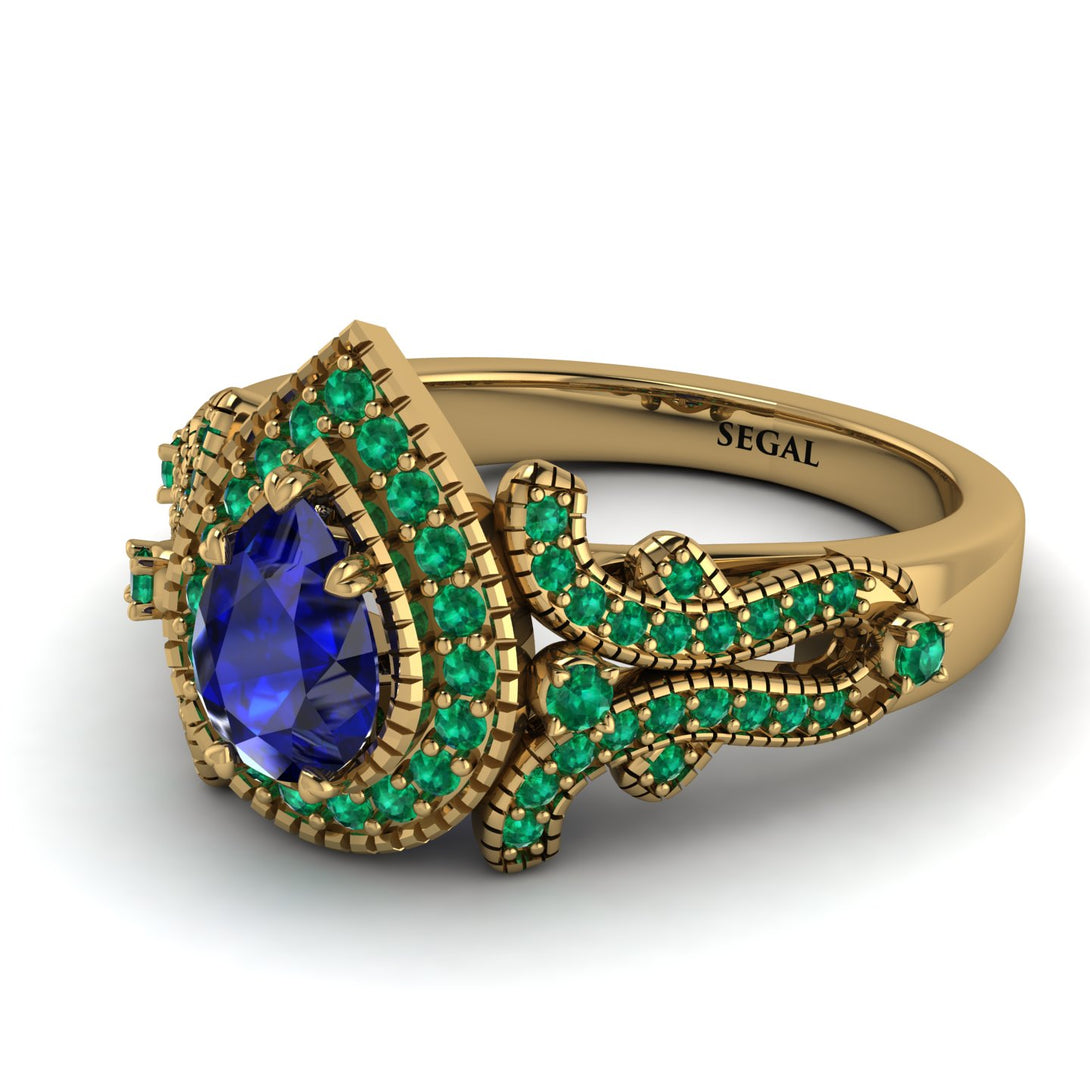 Milgrain Pear Cut Sapphire Ring - Lisa No. 28