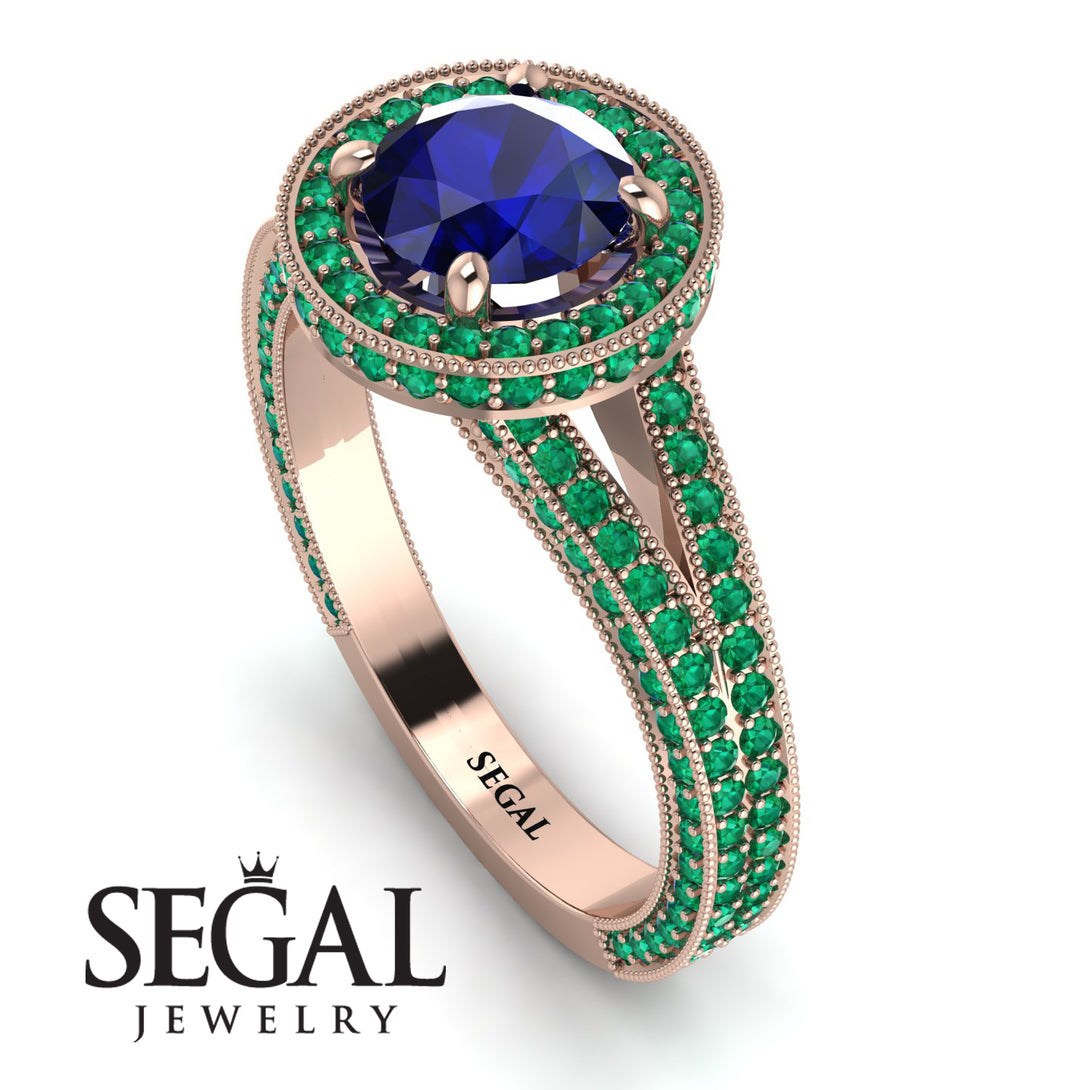 Milgrain Round Sapphire Engagement Ring - Payton No. 29
