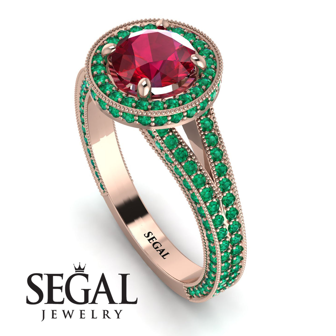 Milgrain Round Ruby Engagement Ring - Payton No. 26