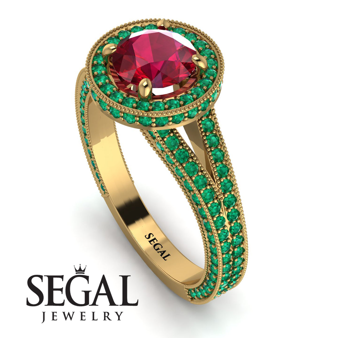 Milgrain Round Ruby Engagement Ring - Payton No. 25