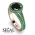 Milgrain Round Black Diamond Engagement Ring - Payton No. 23 image 2