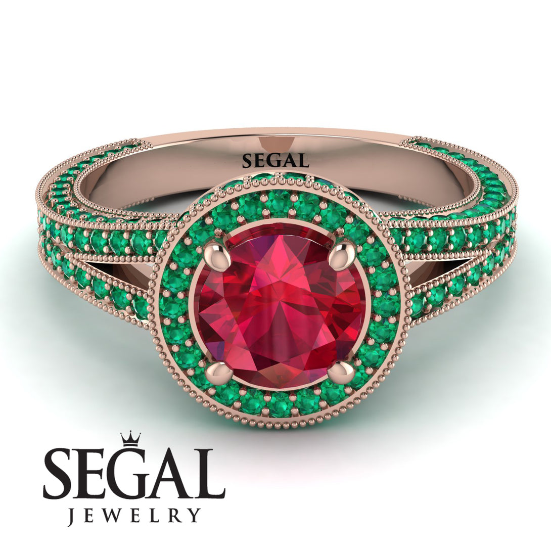 Milgrain Round Ruby Engagement Ring - Payton No. 26