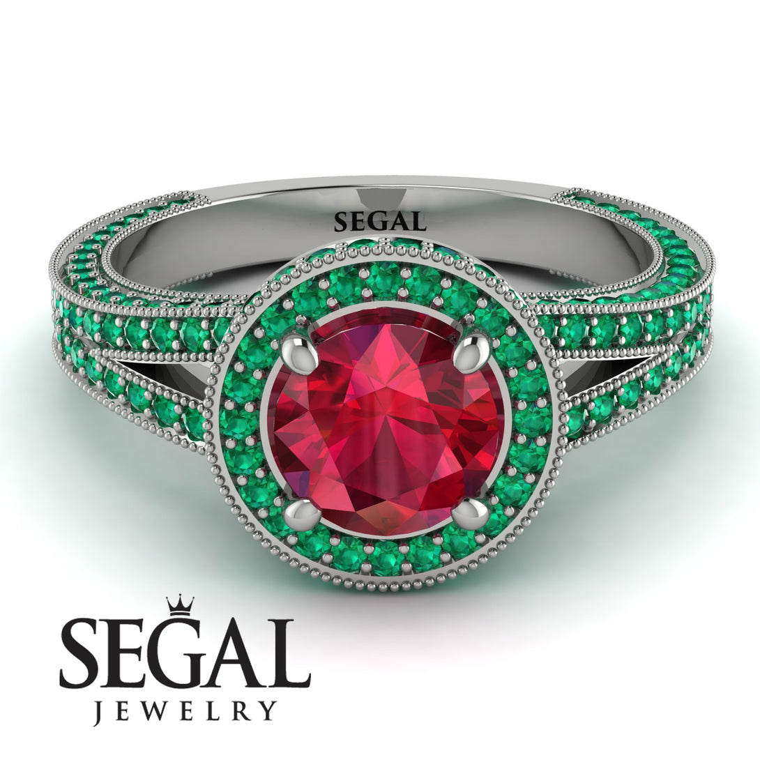 Milgrain Round Ruby Engagement Ring - Payton No. 27