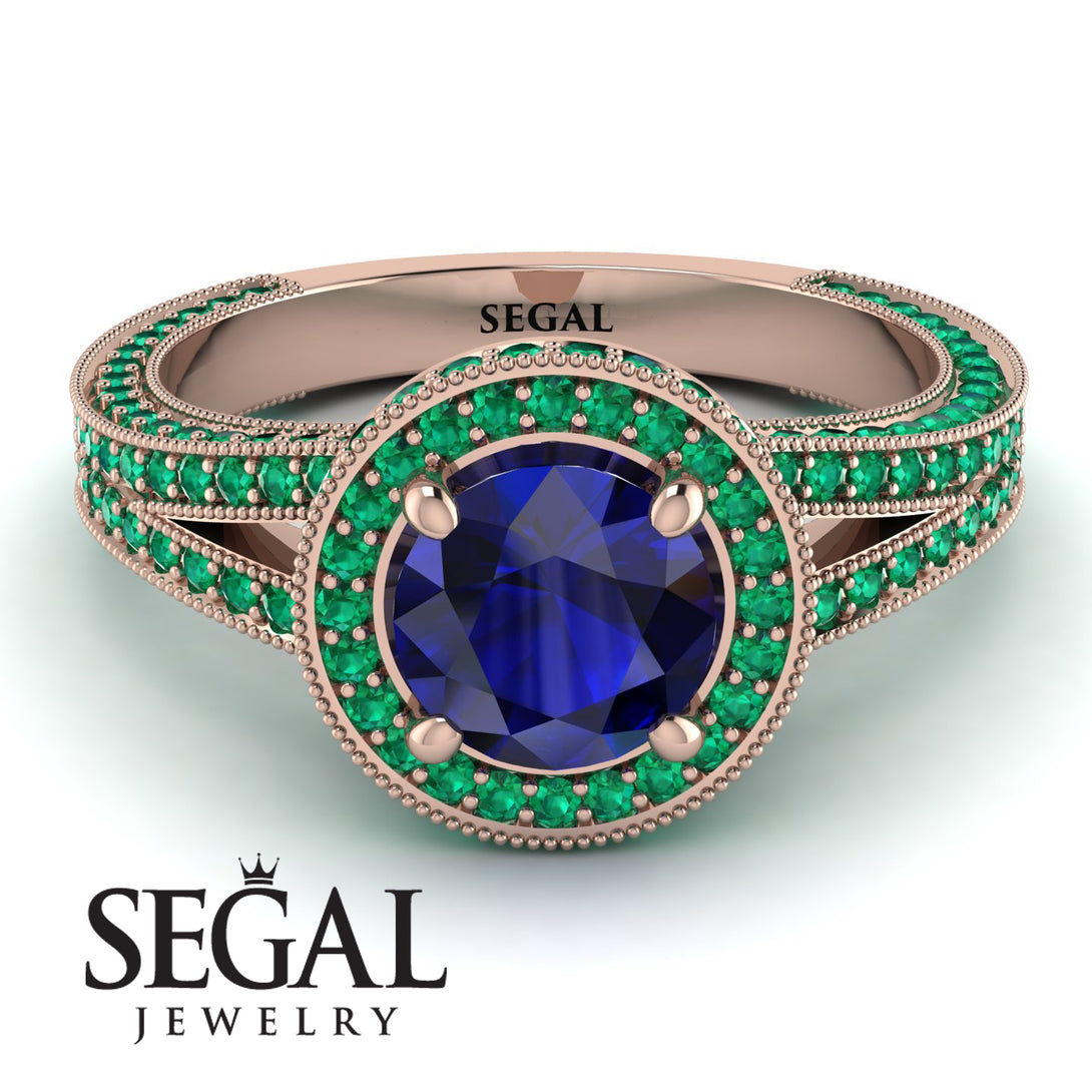 Milgrain Round Sapphire Engagement Ring - Payton No. 29