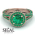 Milgrain Round Emerald Engagement Ring - Payton No. 20