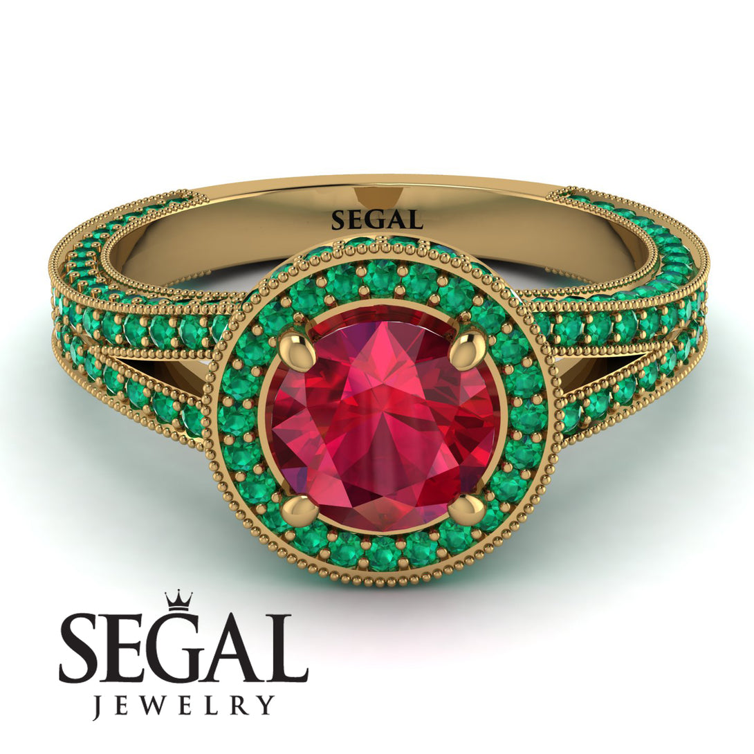 Milgrain Round Ruby Engagement Ring - Payton No. 25