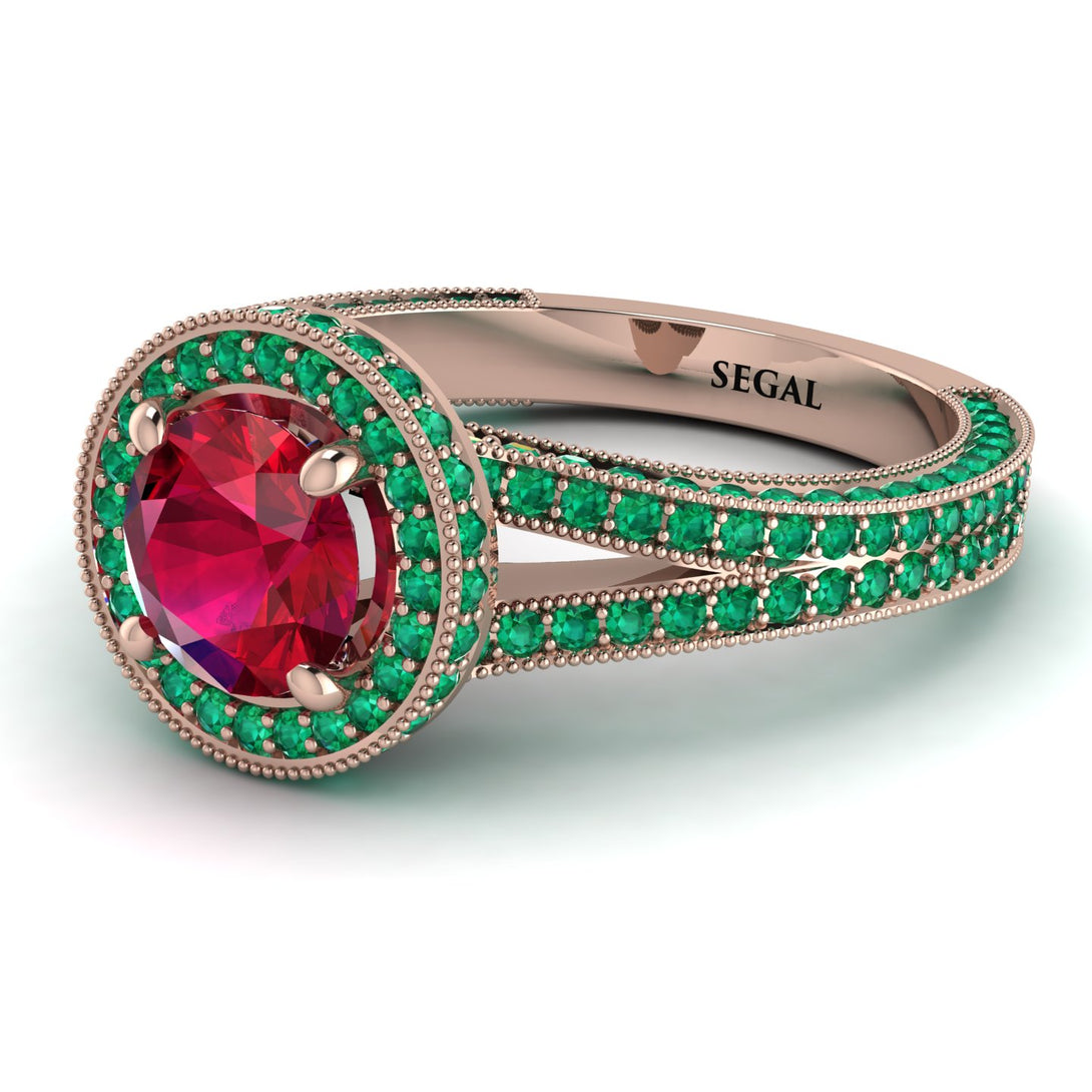 Milgrain Round Ruby Engagement Ring - Payton No. 26