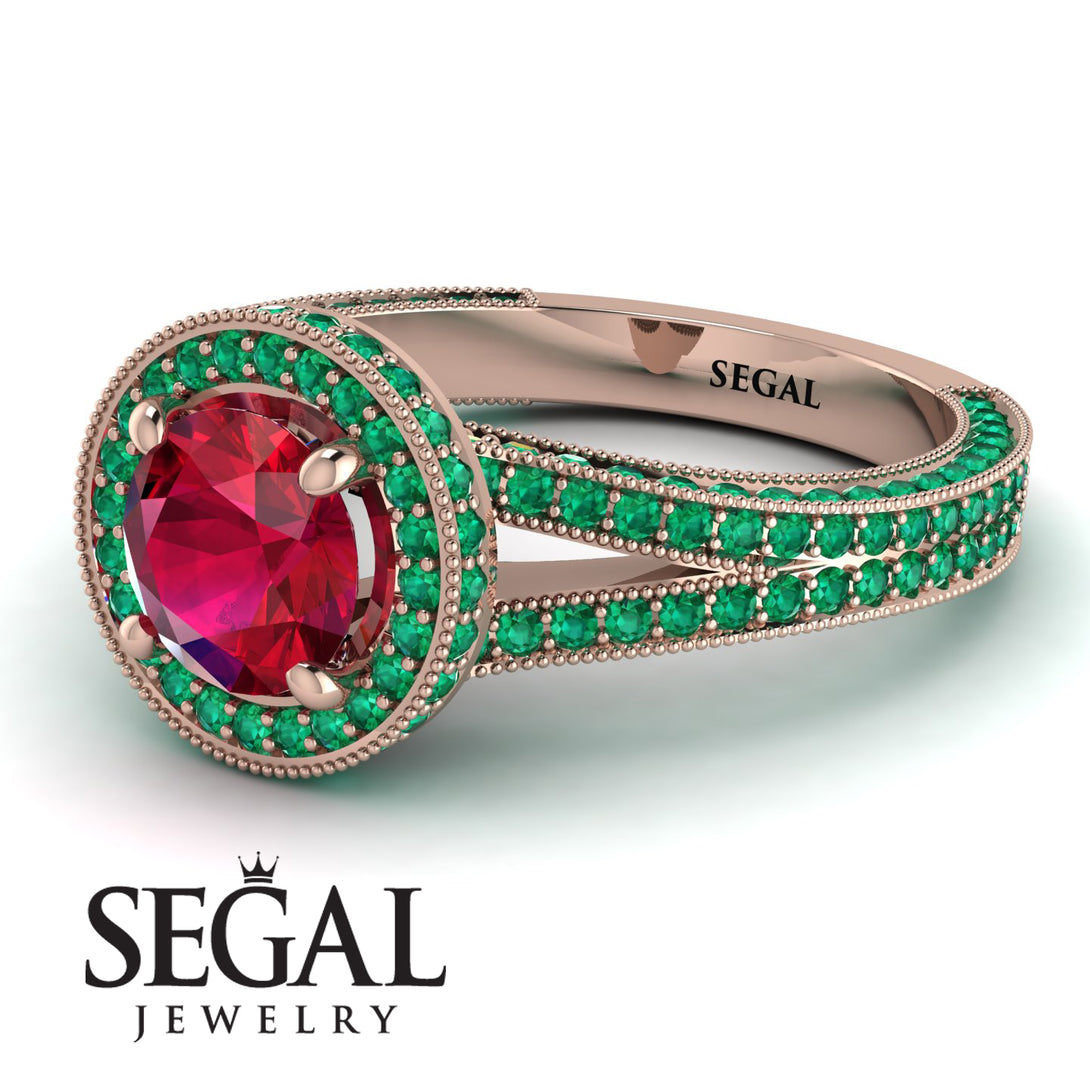 Milgrain Round Ruby Engagement Ring - Payton No. 26