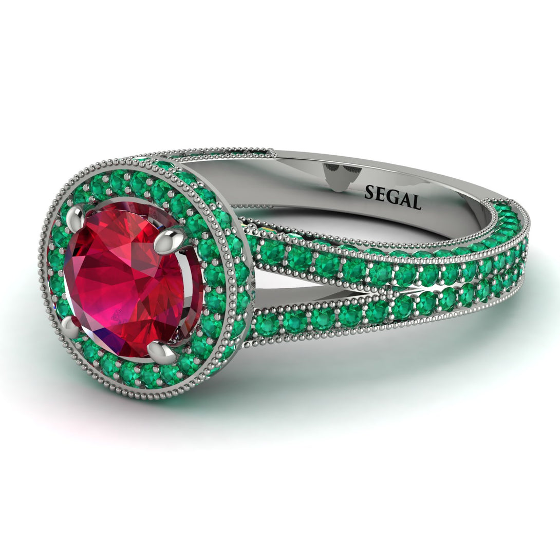 Milgrain Round Ruby Engagement Ring - Payton No. 27
