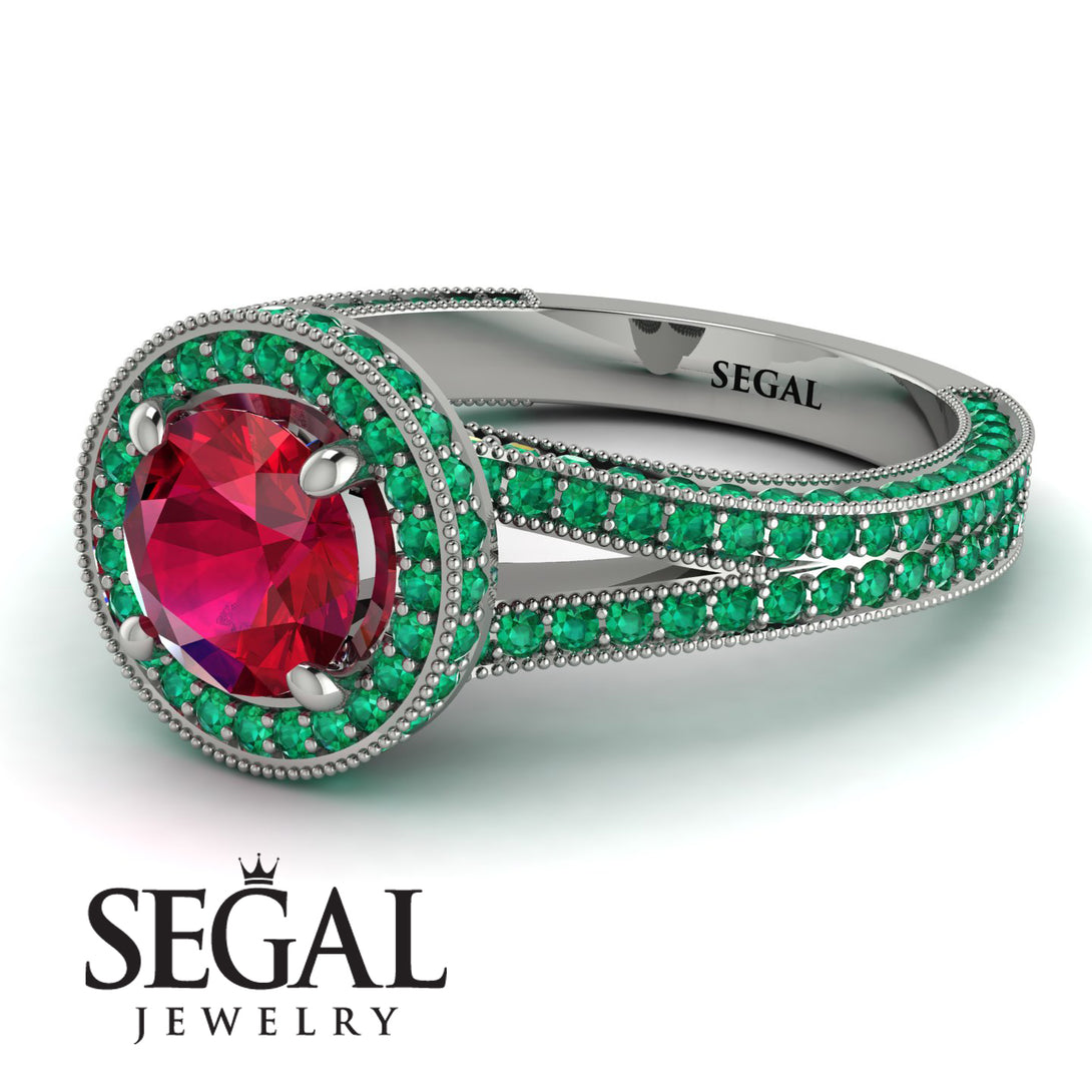 Milgrain Round Ruby Engagement Ring - Payton No. 27