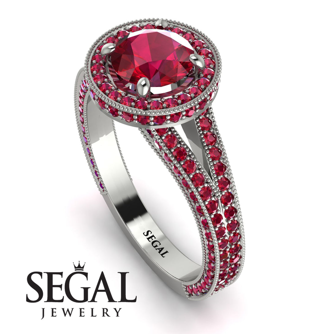 Milgrain Round Ruby Engagement Ring - Payton No. 57