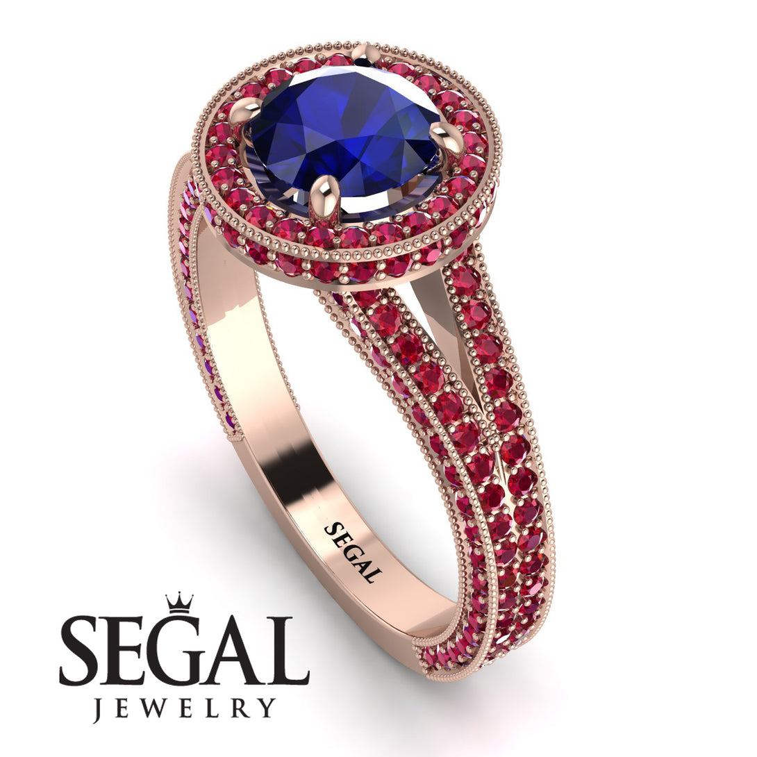 Milgrain Round Sapphire Engagement Ring - Payton No. 59