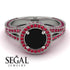 Milgrain Round Black Diamond Engagement Ring - Payton No. 54
