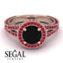 Milgrain Round Black Diamond Engagement Ring - Payton No. 53
