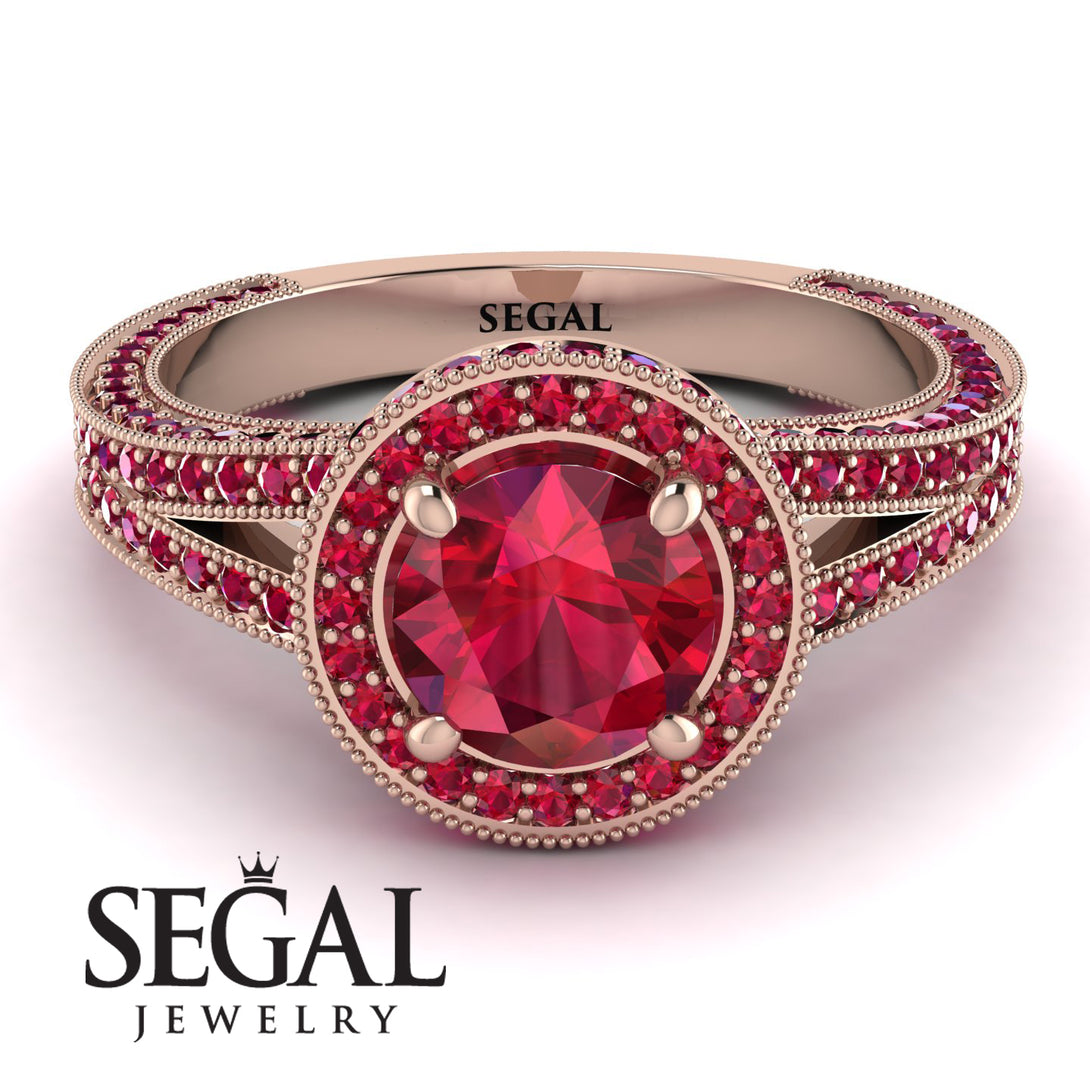 Milgrain Round Ruby Engagement Ring - Payton No. 56