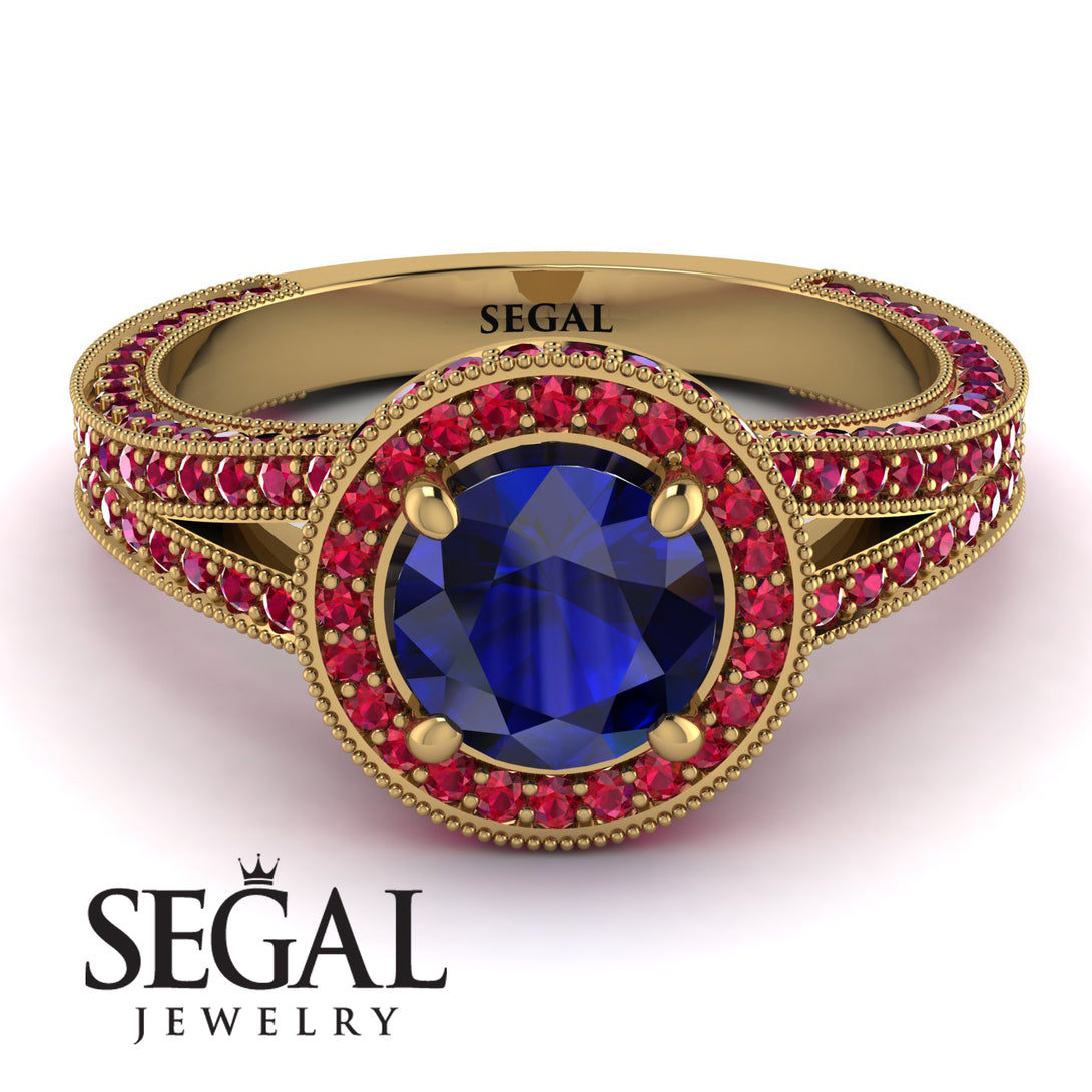 Milgrain Round Sapphire Engagement Ring - Payton No. 58