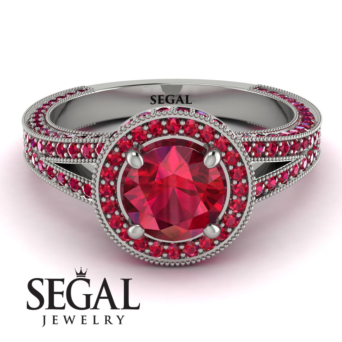 Milgrain Round Ruby Engagement Ring - Payton No. 57