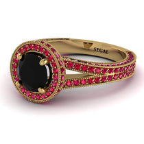 Milgrain Round Black Diamond Engagement Ring - Payton No. 52 image 1