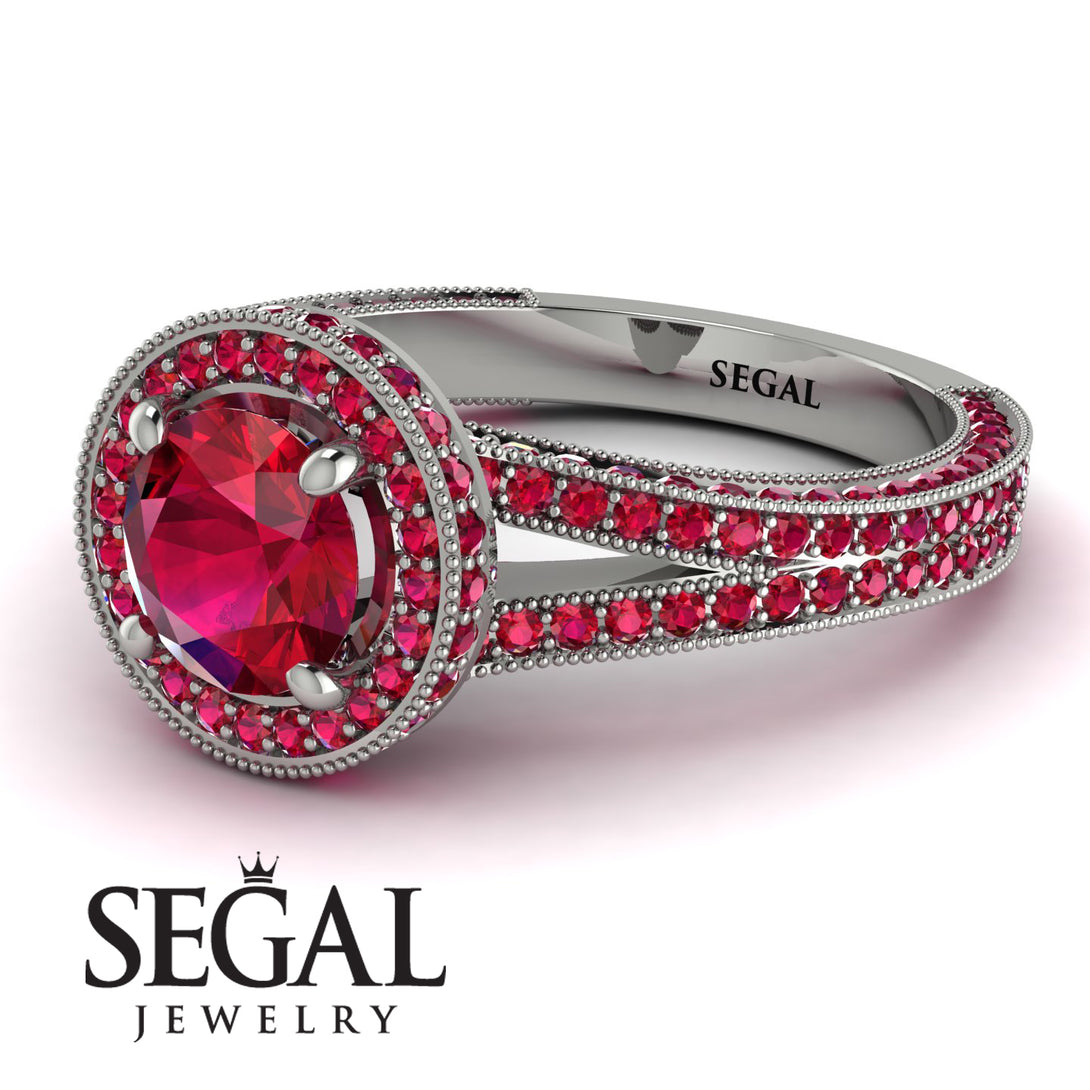 Milgrain Round Ruby Engagement Ring - Payton No. 57