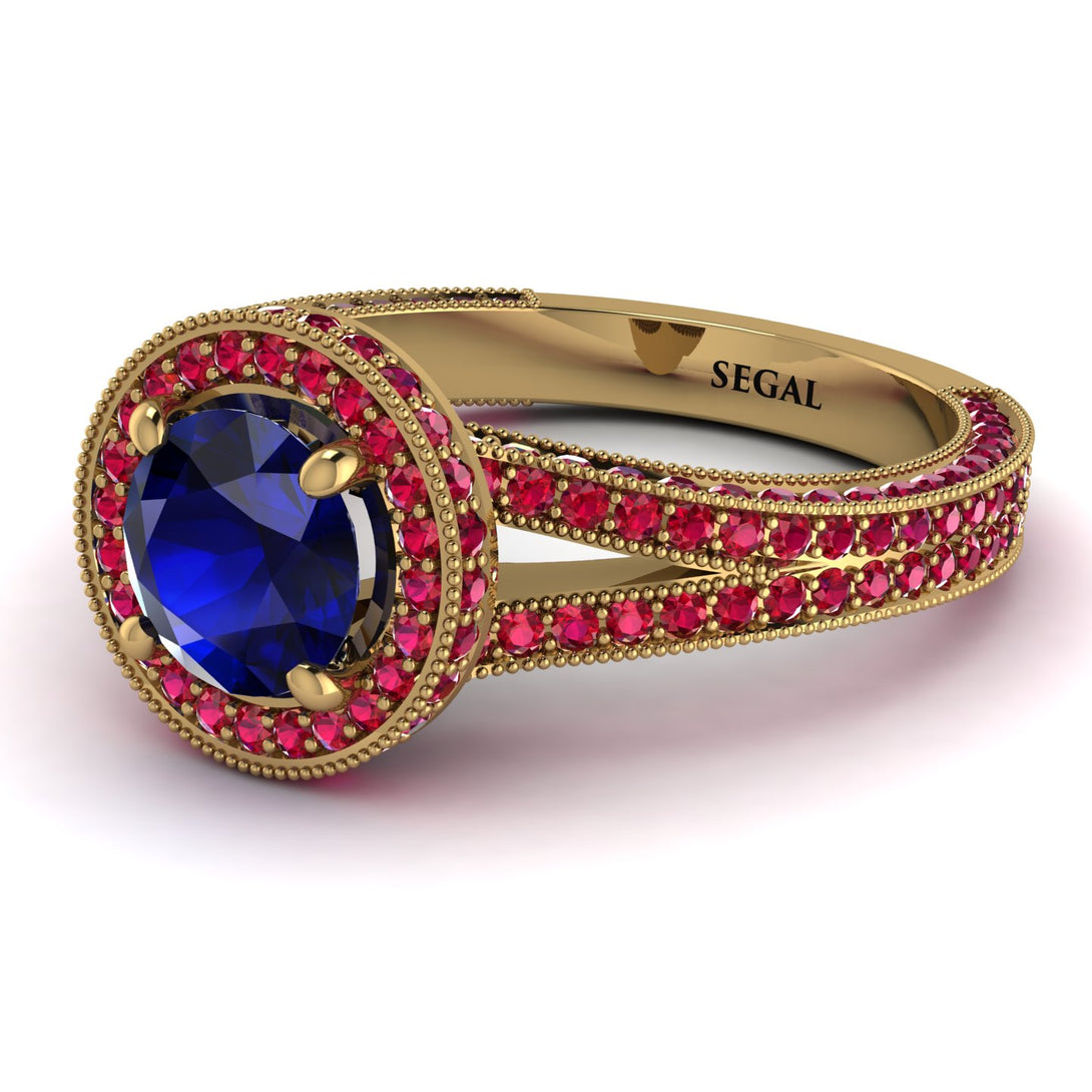 Milgrain Round Sapphire Engagement Ring - Payton No. 58