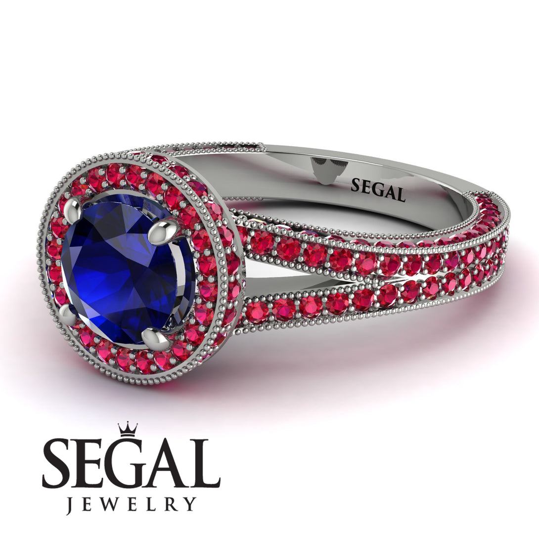 Milgrain Round Sapphire Engagement Ring - Payton No. 60